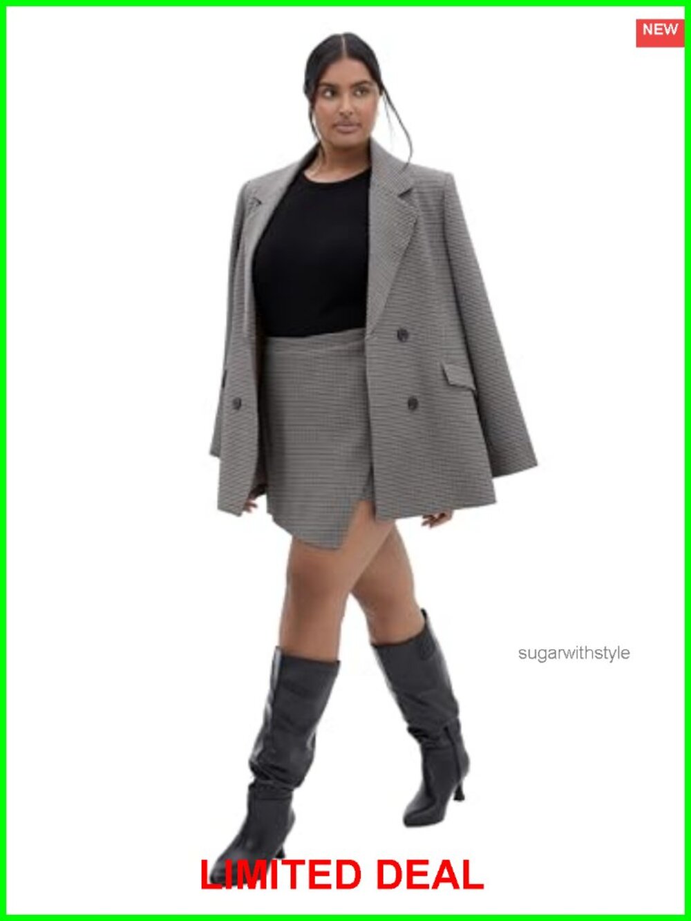 Plus Size Plaid Skort with Faux Wrap Front Mini Shorts Stretch